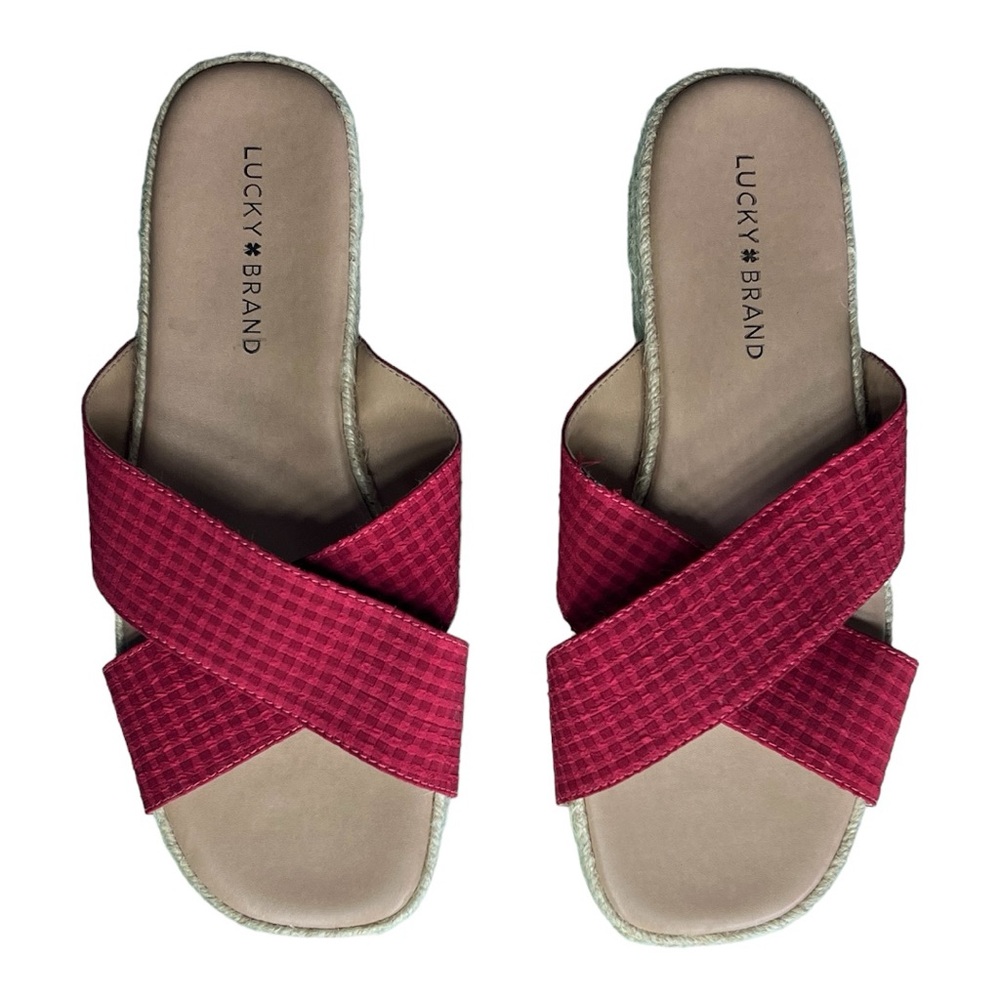 NWOT Lucky Brand Women’s Tan & Red Sandals